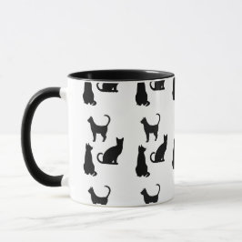 Taza de café de la silueta del gato de la