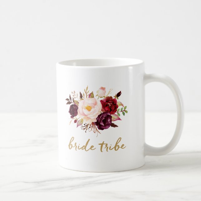 Taza de café de la tribu de la novia - floral, (Derecha)