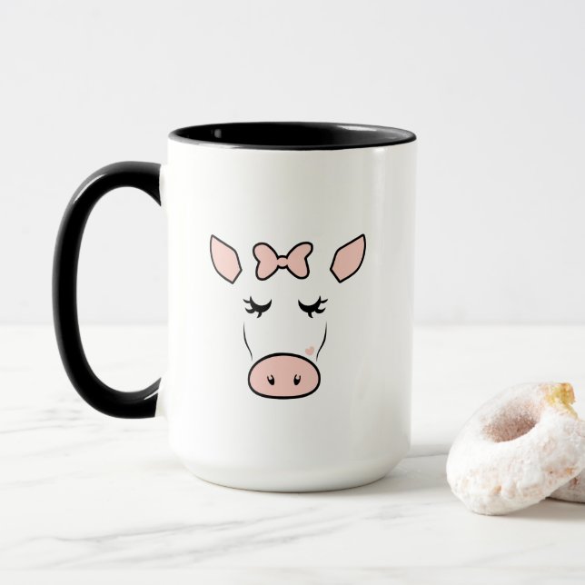 Taza de café de la vaca para ella (Con donut)