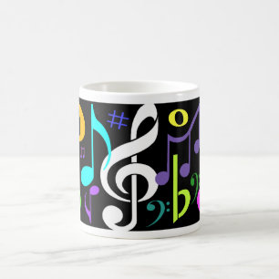 Taza de café de las notas musicales