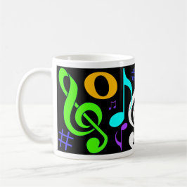 Taza de café de las notas musicales