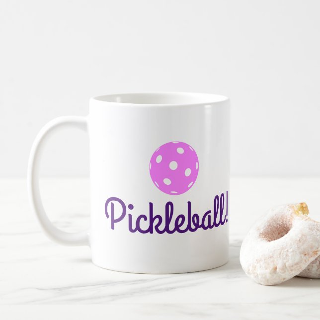Taza de café de las señoras Pickleball (rosa y (Con donut)