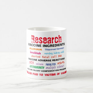 Taza de café de las vacunas de la investigación