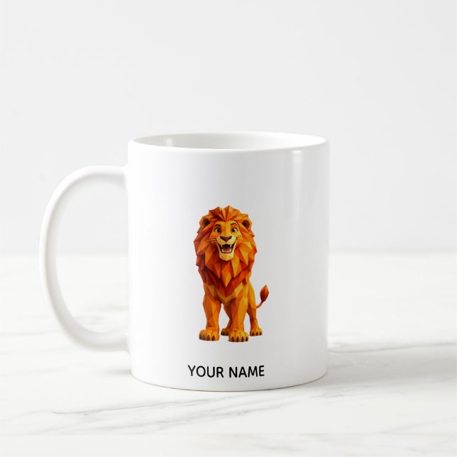 Taza de café de león geométrico Low Poly (Izquierda)
