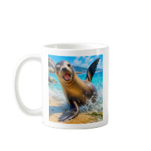 Taza de café de león marino lindo
