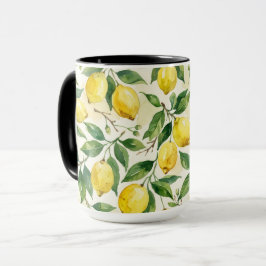 Taza de café de limones encantadores de primavera