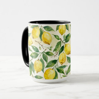 Taza de café de limones encantadores de primavera