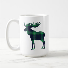 Taza de café de los alces de la tela escocesa