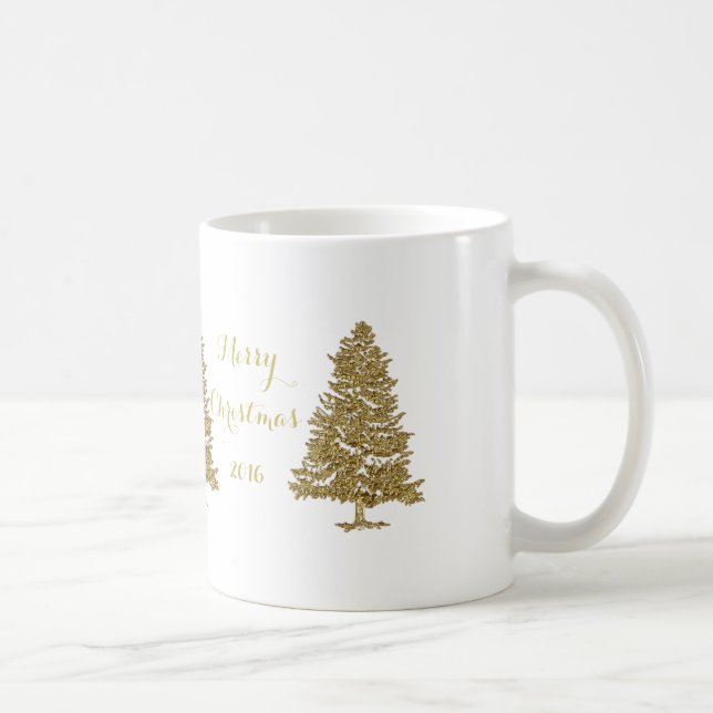 Taza de café de los árboles de navidad del oro (Derecha)