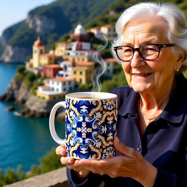 Taza De Café 💙 💛 de los Azulejos (💙💛 periwinkle, blue and yellow Azulejos Coffee Mug)