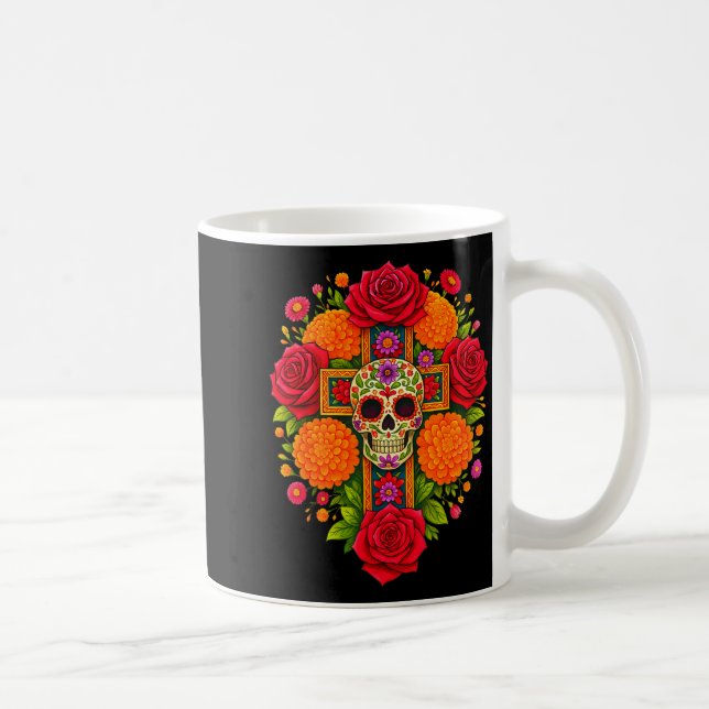 Taza De Café De Los Muertos Day Of The Dead Sugar Skull Christi (Derecha)