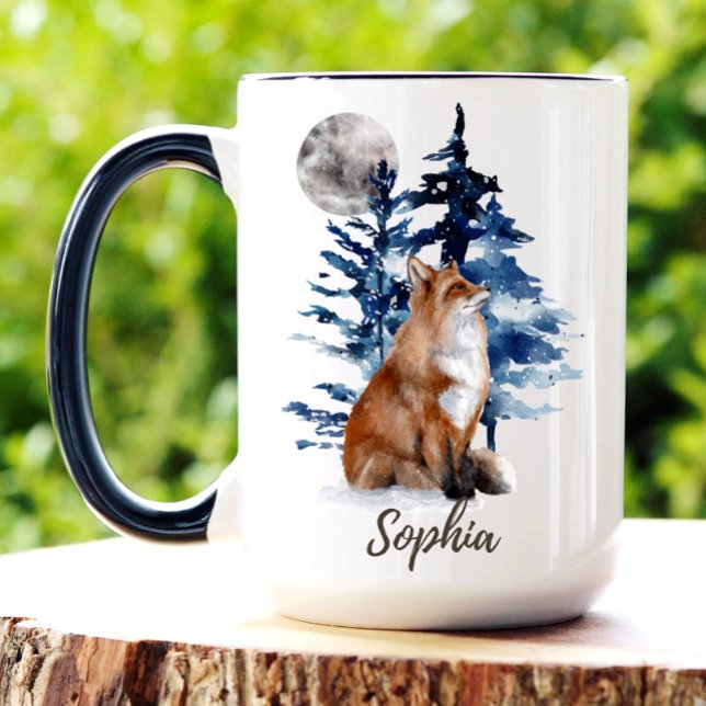 Taza de café de madera personalizada con zorro de  (Subido por el creador)