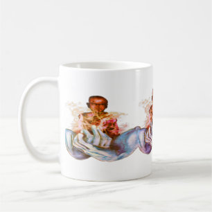 Taza de café de manos azules con mente tranquila