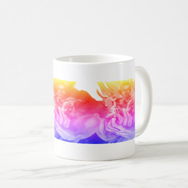 Taza de café de manos azules con mente tranquila (Anverso derecho)