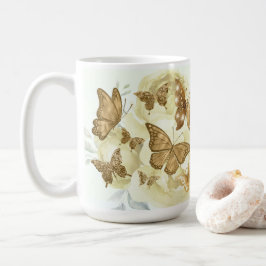 Taza de café de Mariposa Amarilla y Dorada