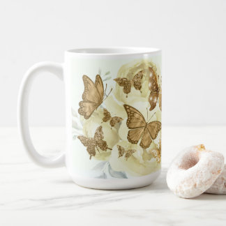 Taza de café de Mariposa Amarilla y Dorada
