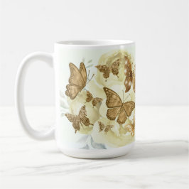 Taza de café de Mariposa Amarilla y Dorada