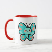 Taza de café de mariposa Kawaii para cocina y ofic