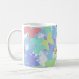 Taza de café de mariposas Monograma Nombre e Inici