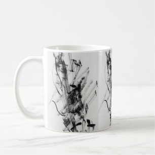 Taza de café de mármol abstracto en negro y blanco