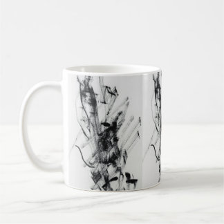Taza de café de mármol abstracto en negro y blanco