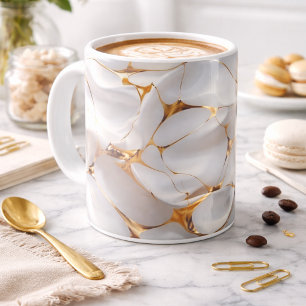 Taza de café de mármol blanco y dorado de lujo – A