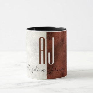 Taza de café de mármol y cobre con monograma elega
