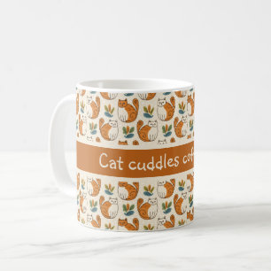 Taza de café de mimos de gato estilo arte ingenuo
