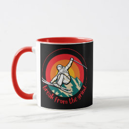 Taza de café de montaña de esquí