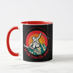 Taza de café de montaña de esquí