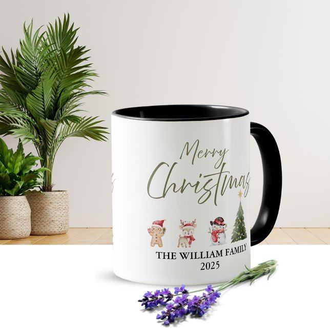 Taza de café de Navidad con acuarela (Christmal design)