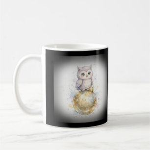 Taza de café de Navidad con adorno de búho