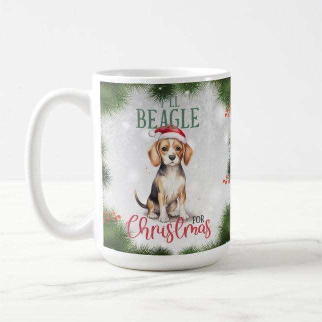 Taza De Café De Navidad Con Chiste De Perro Beagle (Izquierda)