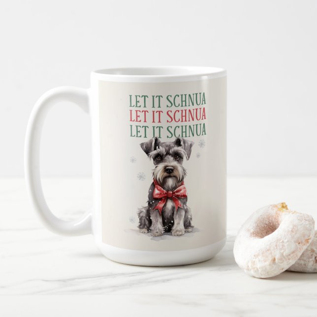 Taza De Café De Navidad Con Chiste De Perro Schnua (Con donut)