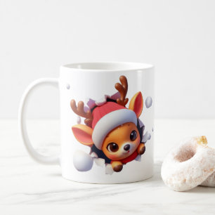 Taza de café de Navidad con Reno en 3D – Festivo V
