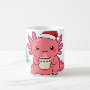 Taza de café de Navidad de ajolote Kawaii adorable