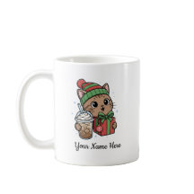 Taza de café de Navidad de gato Kawaii