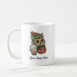 Taza de café de Navidad de gato Kawaii
