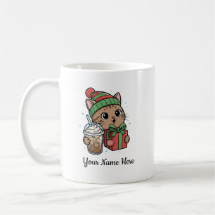 Taza de café de Navidad de gato Kawaii