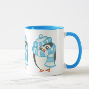 Taza de café de Navidad de pingüino
