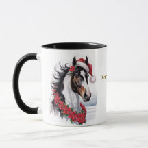 Taza de café de Navidad ecuestre