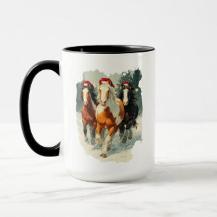 Taza de café de Navidad ecuestre
