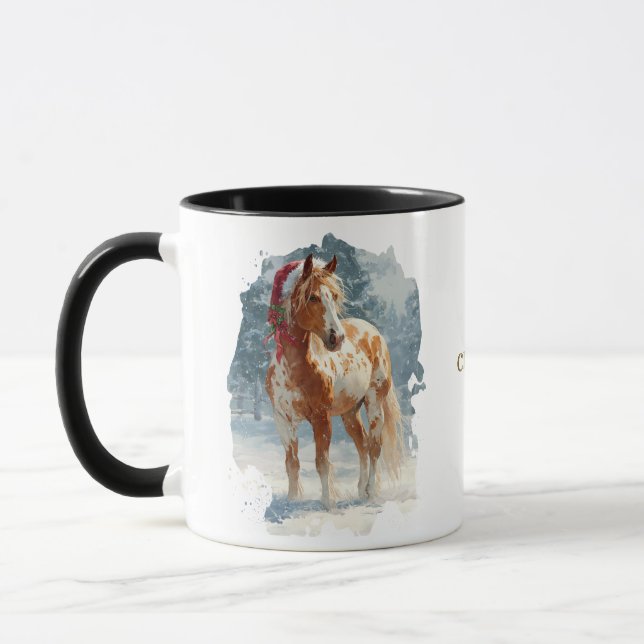 Taza de café de Navidad ecuestre (Izquierda)