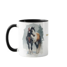 Taza de café de Navidad ecuestre