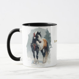Taza de café de Navidad ecuestre