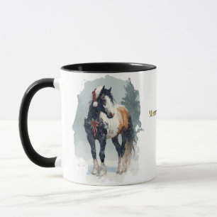 Taza de café de Navidad ecuestre