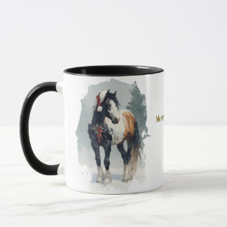 Taza de café de Navidad ecuestre