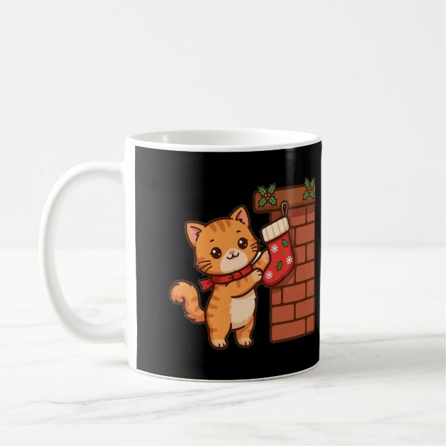 Taza de café de Navidad Gatito Chimenea (Izquierda)