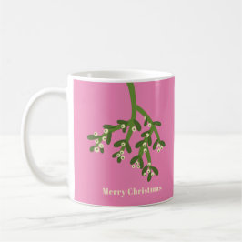 Taza de café de Navidad personalizada con muérdago