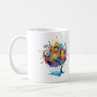 Taza de café de niño artístico vibrante